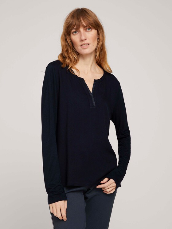 Langarmshirt mit Henleyausschnitt - Frauen - Sky Captain Blue Langarmshirt mit Henleyausschnitt - Frauen - Sky Captain Blue - 1 - TOM TAILOR