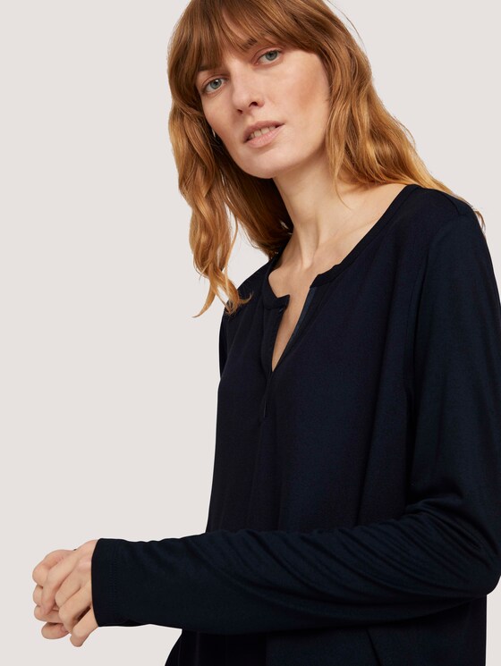 Langarmshirt mit Henleyausschnitt - Frauen - Sky Captain Blue Langarmshirt mit Henleyausschnitt - Frauen - Sky Captain Blue - 9 - TOM TAILOR