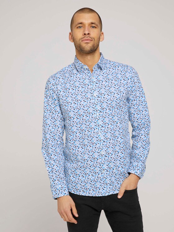 gemustertes Hemd - Männer - white base blue shades design gemustertes Hemd - Männer - white base blue shades design - 1 - TOM TAILOR