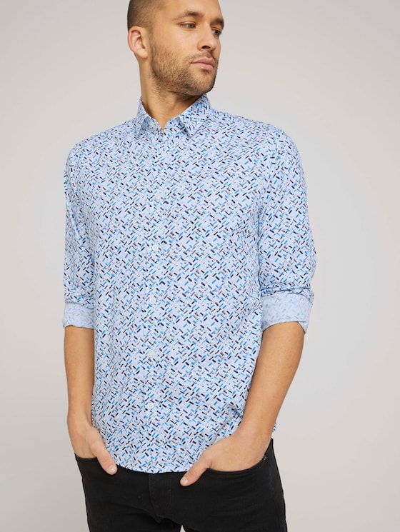 gemustertes Hemd - Männer - white base blue shades design gemustertes Hemd - Männer - white base blue shades design - 5 - TOM TAILOR