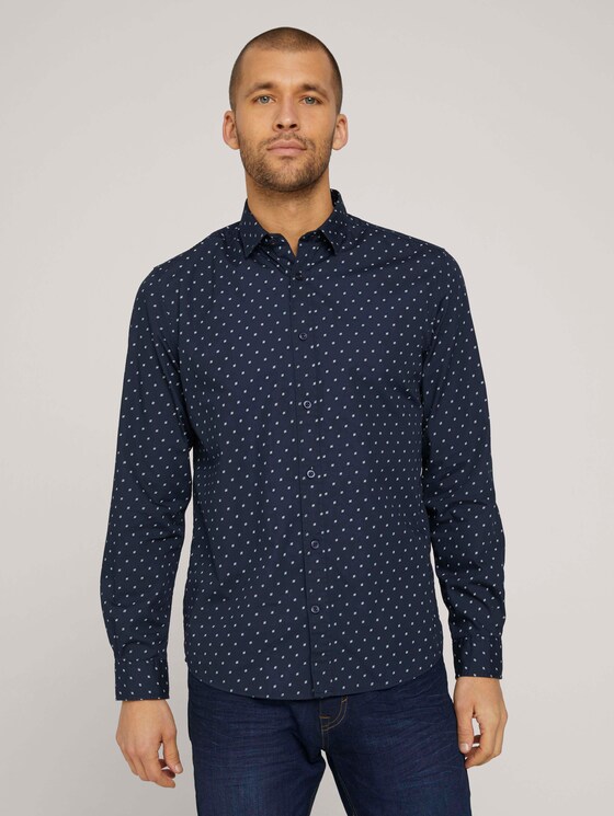 gemustertes Hemd - Männer - navy base white element design gemustertes Hemd - Männer - navy base white element design - 1 - TOM TAILOR