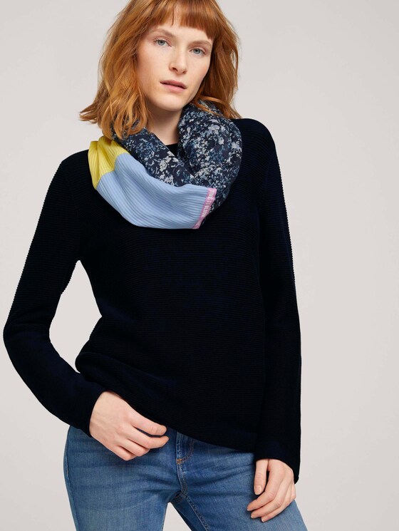 gemusterter Schlauchschal - Frauen - navy yellow flower design gemusterter Schlauchschal - Frauen - navy yellow flower design - 5 - TOM TAILOR