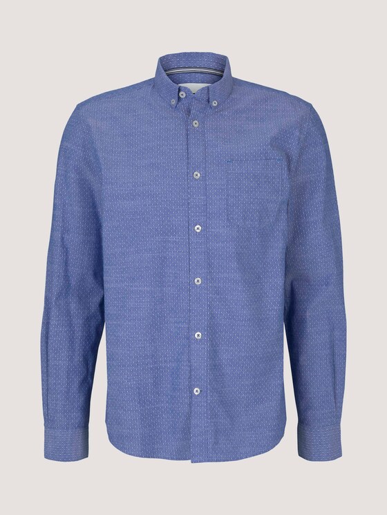 gemustertes Hemd mit Bio-Baumwolle - Männer - blue white scattered design gemustertes Hemd mit Bio-Baumwolle - Männer - blue white scattered design - 7 - TOM TAILOR