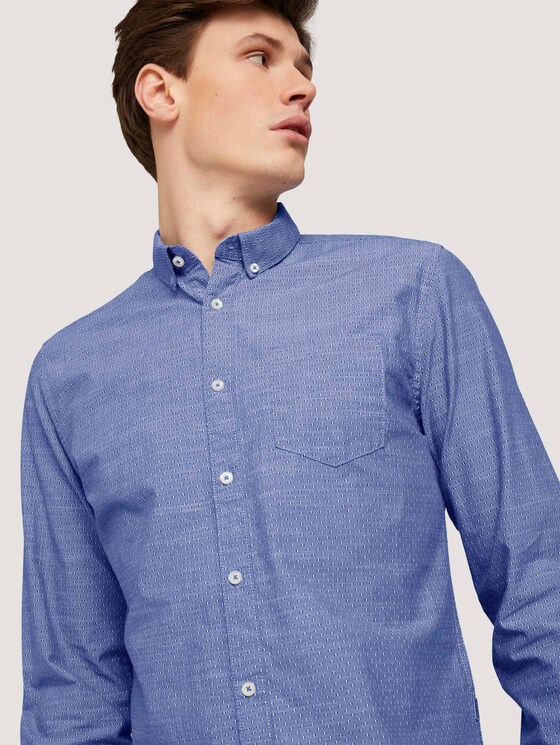 gemustertes Hemd mit Bio-Baumwolle - Männer - blue white scattered design gemustertes Hemd mit Bio-Baumwolle - Männer - blue white scattered design - 9 - TOM TAILOR