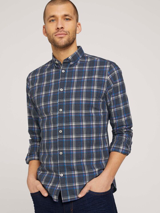 kariertes Hemd - Männer - navy space yarn check kariertes Hemd - Männer - navy space yarn check - 5 - TOM TAILOR
