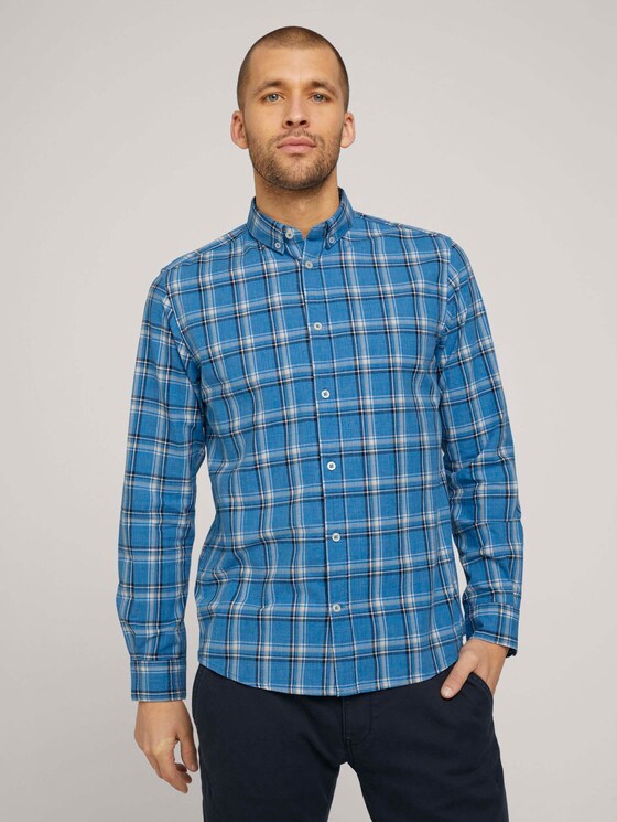 kariertes Hemd - Männer - blue space yarn check kariertes Hemd - Männer - blue space yarn check - 1 - TOM TAILOR