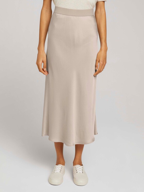 Satin Midirock - Frauen - linen beige Satin Midirock - Frauen - linen beige - 1 - Mine to five