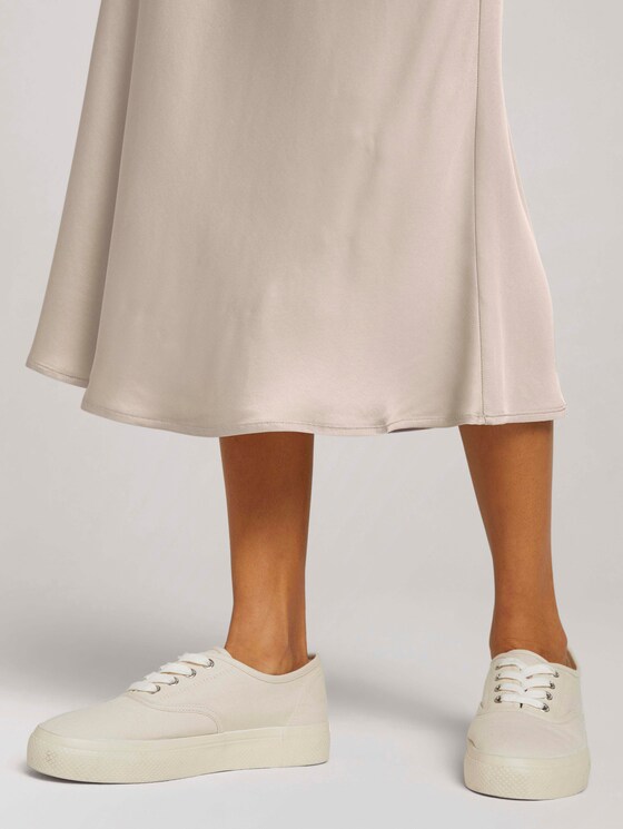 Satin Midirock - Frauen - linen beige Satin Midirock - Frauen - linen beige - 10 - Mine to five