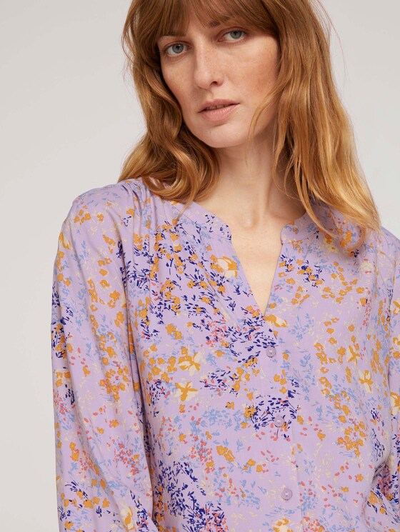 gemusterte Bluse mit Knopfleiste - Frauen - lilac yellow flower design gemusterte Bluse mit Knopfleiste - Frauen - lilac yellow flower design - 10 - TOM TAILOR