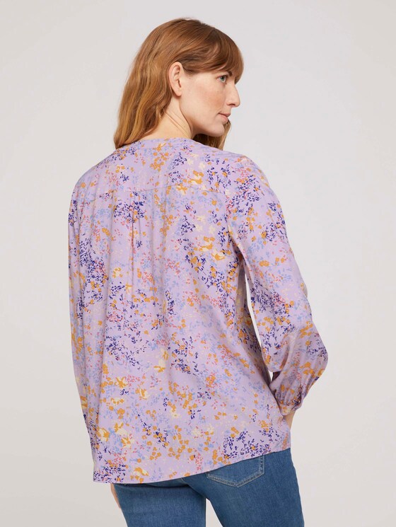 gemusterte Bluse mit Knopfleiste - Frauen - lilac yellow flower design gemusterte Bluse mit Knopfleiste - Frauen - lilac yellow flower design - 2 - TOM TAILOR