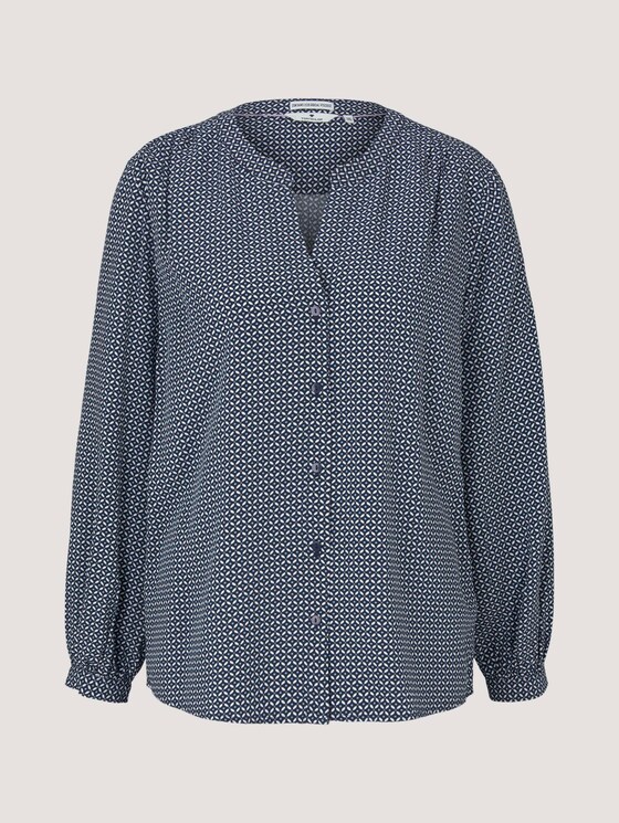 gemusterte Bluse mit LENZING™ ECOVERO™ und Knopfleiste - Frauen - navy geometrical design gemusterte Bluse mit LENZING™ ECOVERO™ und Knopfleiste - Frauen - navy geometrical design - 7 - TOM TAILOR