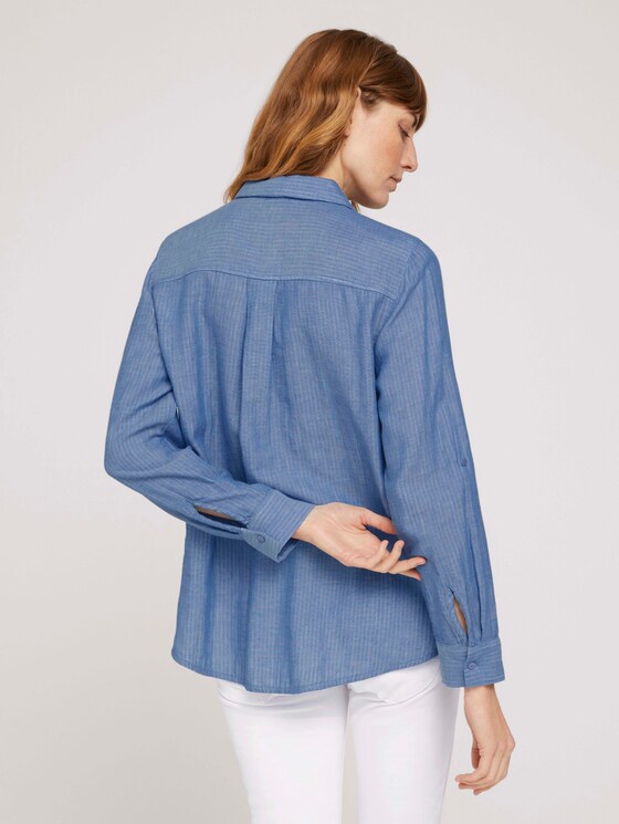 Hemdbluse mit Turn-Up Ärmel - Frauen - stonington blue melange Hemdbluse mit Turn-Up Ärmel - Frauen - stonington blue melange - 2 - TOM TAILOR