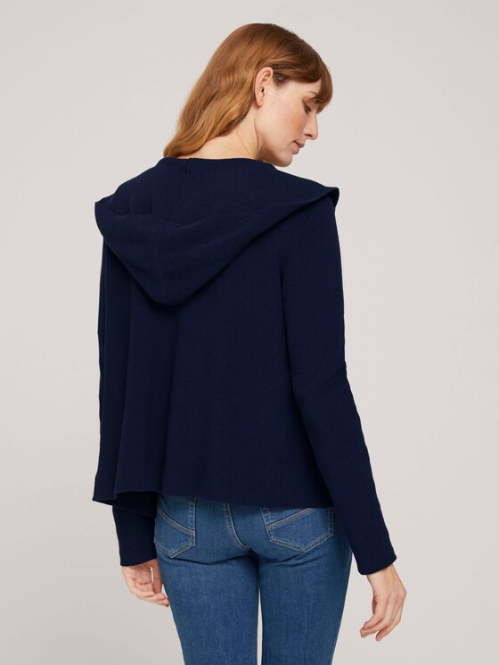 Ripp Cardigan mit Kapuze mit Bio-Baumwolle - Frauen - Sky Captain Blue Ripp Cardigan mit Kapuze mit Bio-Baumwolle - Frauen - Sky Captain Blue - 2 - TOM TAILOR
