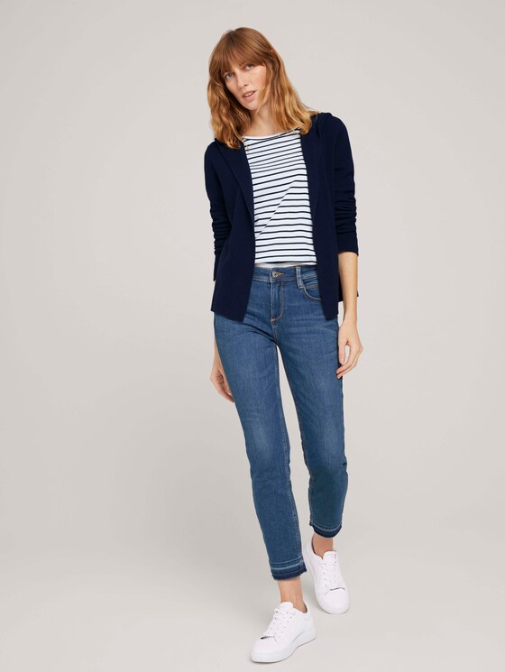 Ripp Cardigan mit Kapuze mit Bio-Baumwolle - Frauen - Sky Captain Blue Ripp Cardigan mit Kapuze mit Bio-Baumwolle - Frauen - Sky Captain Blue - 3 - TOM TAILOR