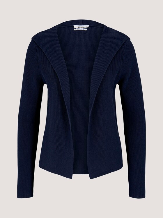Ripp Cardigan mit Kapuze mit Bio-Baumwolle - Frauen - Sky Captain Blue Ripp Cardigan mit Kapuze mit Bio-Baumwolle - Frauen - Sky Captain Blue - 7 - TOM TAILOR