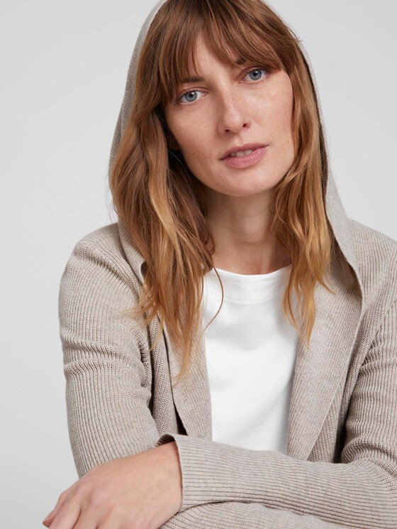 Ripp Cardigan mit Kapuze mit Bio-Baumwolle - Frauen - beige alfalfa melange Ripp Cardigan mit Kapuze mit Bio-Baumwolle - Frauen - beige alfalfa melange - 9 - TOM TAILOR