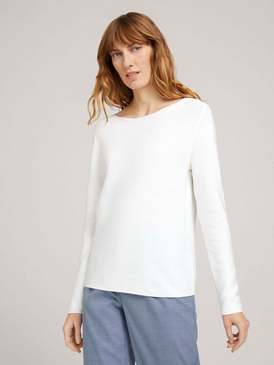 Strukturierter Pullover mit Bio-Baumwolle - Frauen - Whisper White Strukturierter Pullover mit Bio-Baumwolle - Frauen - Whisper White - 1 - TOM TAILOR