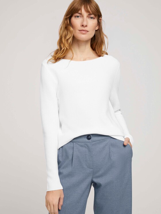 Strukturierter Pullover mit Bio-Baumwolle - Frauen - Whisper White Strukturierter Pullover mit Bio-Baumwolle - Frauen - Whisper White - 5 - TOM TAILOR
