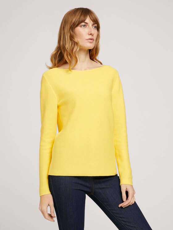 Strukturierter Pullover mit Bio-Baumwolle - Frauen - smooth yellow Strukturierter Pullover mit Bio-Baumwolle - Frauen - smooth yellow - 1 - TOM TAILOR