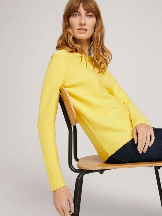 Strukturierter Pullover mit Bio-Baumwolle - Frauen - smooth yellow Strukturierter Pullover mit Bio-Baumwolle - Frauen - smooth yellow - 5 - TOM TAILOR