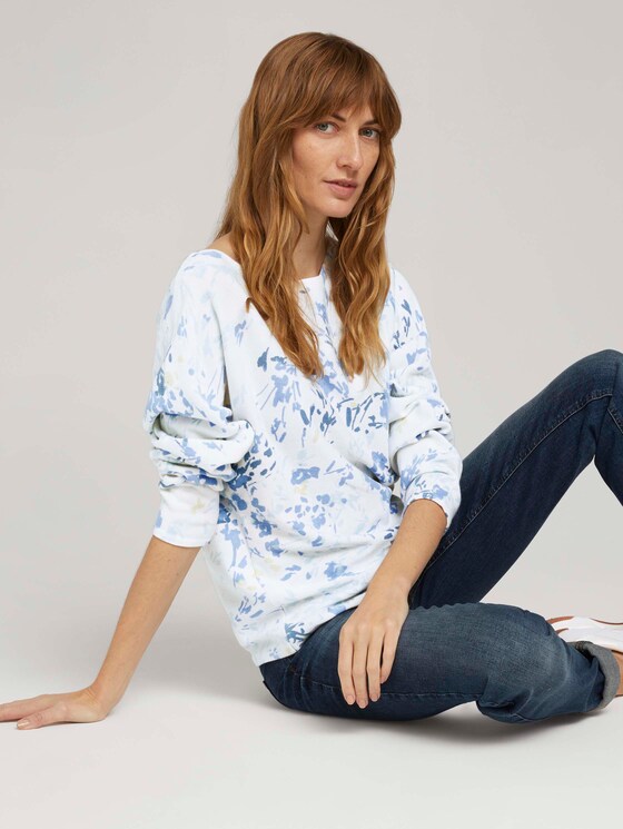 gemusterter Pullover aus Bio-Baumwolle - Frauen - offwhite big flower design gemusterter Pullover aus Bio-Baumwolle - Frauen - offwhite big flower design - 5 - TOM TAILOR