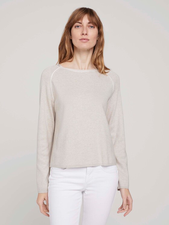 Pullover mit Seitenschlitz - Frauen - beige alfalfa melange Pullover mit Seitenschlitz - Frauen - beige alfalfa melange - 1 - TOM TAILOR