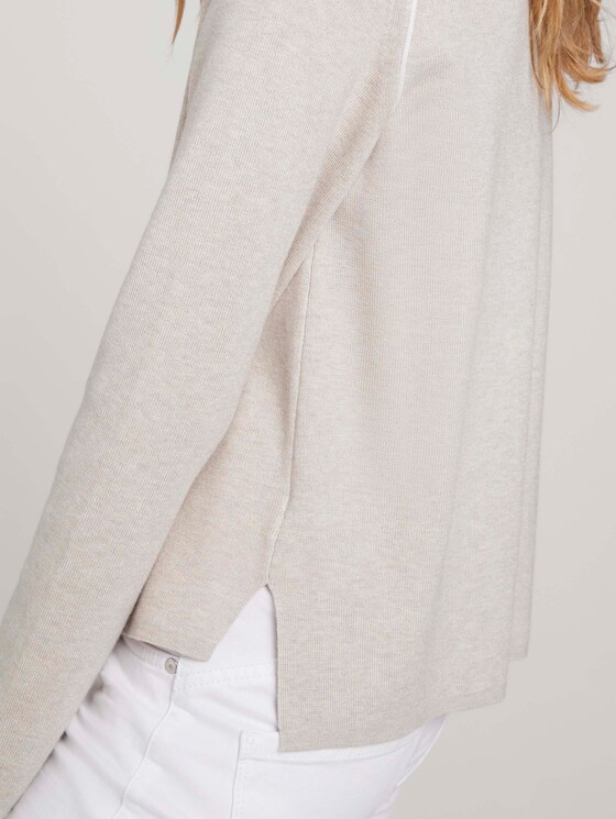 Pullover mit Seitenschlitz - Frauen - beige alfalfa melange Pullover mit Seitenschlitz - Frauen - beige alfalfa melange - 9 - TOM TAILOR