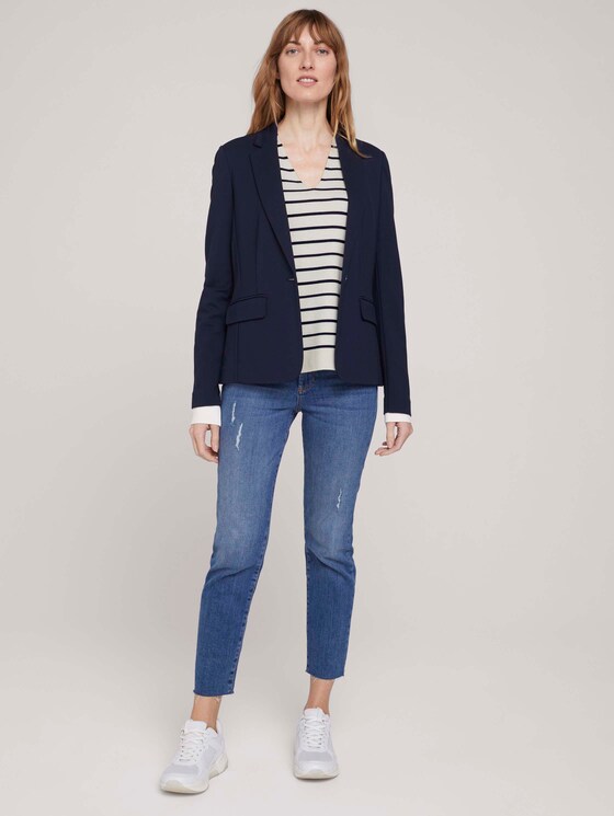 Gestreifter Strickpullover mit Bio-Baumwolle - Frauen - offwhite navy stripe Gestreifter Strickpullover mit Bio-Baumwolle - Frauen - offwhite navy stripe - 3 - TOM TAILOR