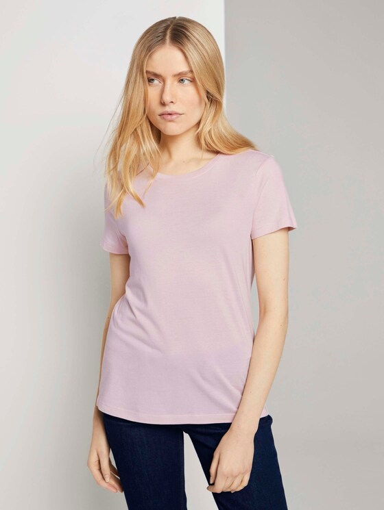 Basic T-Shirt aus Modalgemisch - Frauen - Summer Lotus Basic T-Shirt aus Modalgemisch - Frauen - Summer Lotus - 1 - TOM TAILOR