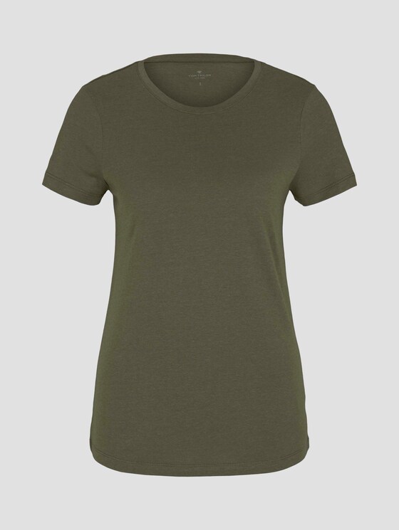 Basic T-Shirt aus Modalgemisch - Frauen - Olive Night Green Basic T-Shirt aus Modalgemisch - Frauen - Olive Night Green - 7 - TOM TAILOR