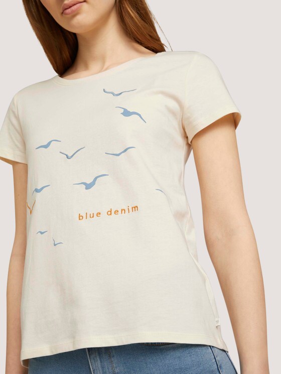 T-Shirt mit Print mit Bio-Baumwolle - Frauen - soft creme beige T-Shirt mit Print mit Bio-Baumwolle - Frauen - soft creme beige - 9 - TOM TAILOR Denim