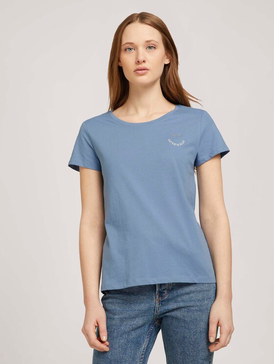 T-Shirt mit Print mit Bio-Baumwolle - Frauen - soft mid blue T-Shirt mit Print mit Bio-Baumwolle - Frauen - soft mid blue - 1 - TOM TAILOR Denim