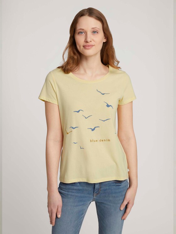 T-Shirt mit Print mit Bio-Baumwolle - Frauen - soft yellow T-Shirt mit Print mit Bio-Baumwolle - Frauen - soft yellow - 1 - TOM TAILOR Denim