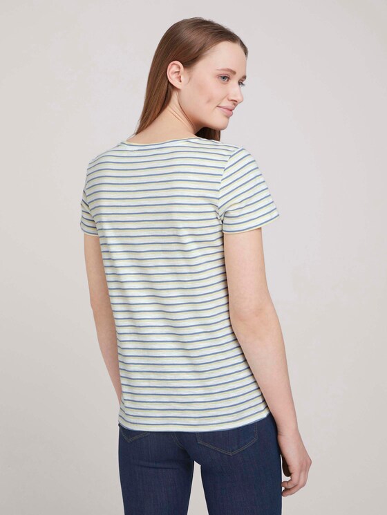 gestreiftes T-Shirt mit Bio-Baumwolle - Frauen - creme yellow blue stripe gestreiftes T-Shirt mit Bio-Baumwolle - Frauen - creme yellow blue stripe - 2 - TOM TAILOR Denim