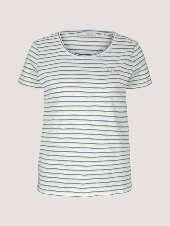 gestreiftes T-Shirt mit Bio-Baumwolle - Frauen - creme yellow blue stripe gestreiftes T-Shirt mit Bio-Baumwolle - Frauen - creme yellow blue stripe - 7 - TOM TAILOR Denim