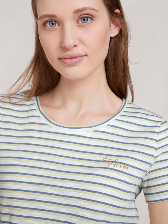 gestreiftes T-Shirt mit Bio-Baumwolle - Frauen - creme yellow blue stripe gestreiftes T-Shirt mit Bio-Baumwolle - Frauen - creme yellow blue stripe - 9 - TOM TAILOR Denim