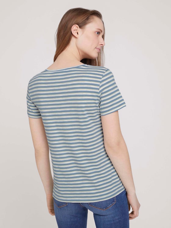 gestreiftes T-Shirt mit Bio-Baumwolle - Frauen - blue creme yellow stripe gestreiftes T-Shirt mit Bio-Baumwolle - Frauen - blue creme yellow stripe - 2 - TOM TAILOR Denim