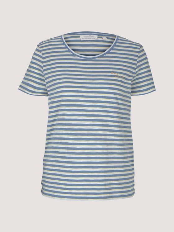 gestreiftes T-Shirt mit Bio-Baumwolle - Frauen - blue creme yellow stripe gestreiftes T-Shirt mit Bio-Baumwolle - Frauen - blue creme yellow stripe - 7 - TOM TAILOR Denim