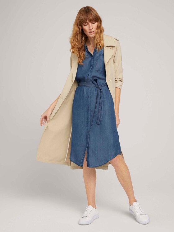 Jeans Blusenkleid mit Bindegürtel - Frauen - dark stone wash denim Jeans Blusenkleid mit Bindegürtel - Frauen - dark stone wash denim - 3 - TOM TAILOR