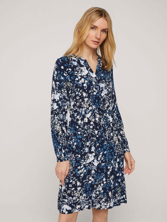 Gemustertes Blusenkleid - Frauen - navy bigger flower design Gemustertes Blusenkleid - Frauen - navy bigger flower design - 1 - TOM TAILOR