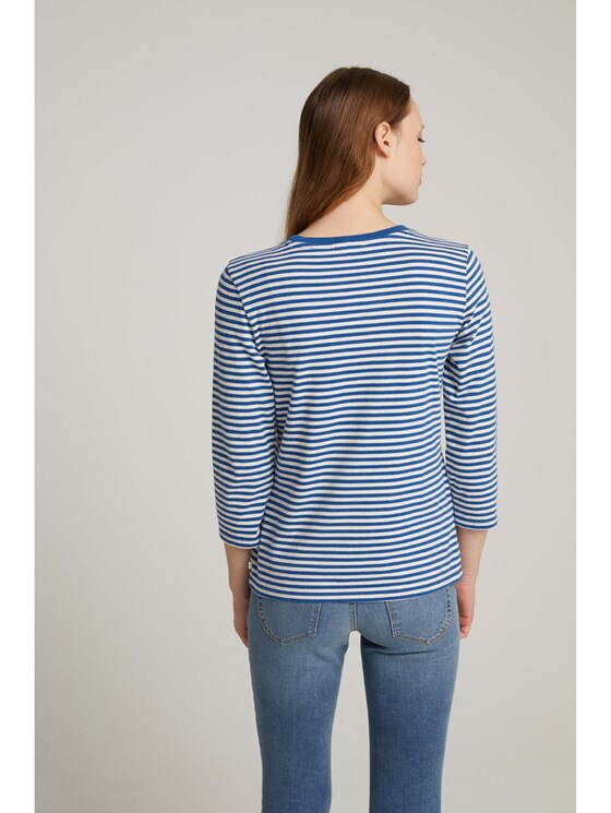 Gestreiftes Langarmshirt mit Bio-Baumwolle - Frauen - indigo blue creme stripe Gestreiftes Langarmshirt mit Bio-Baumwolle - Frauen - indigo blue creme stripe - 2 - TOM TAILOR Denim