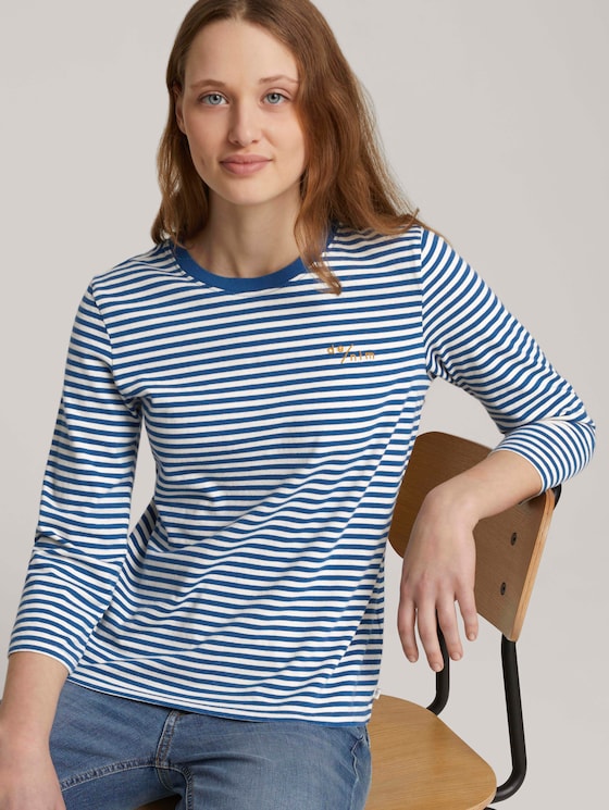 Gestreiftes Langarmshirt mit Bio-Baumwolle - Frauen - indigo blue creme stripe Gestreiftes Langarmshirt mit Bio-Baumwolle - Frauen - indigo blue creme stripe - 5 - TOM TAILOR Denim