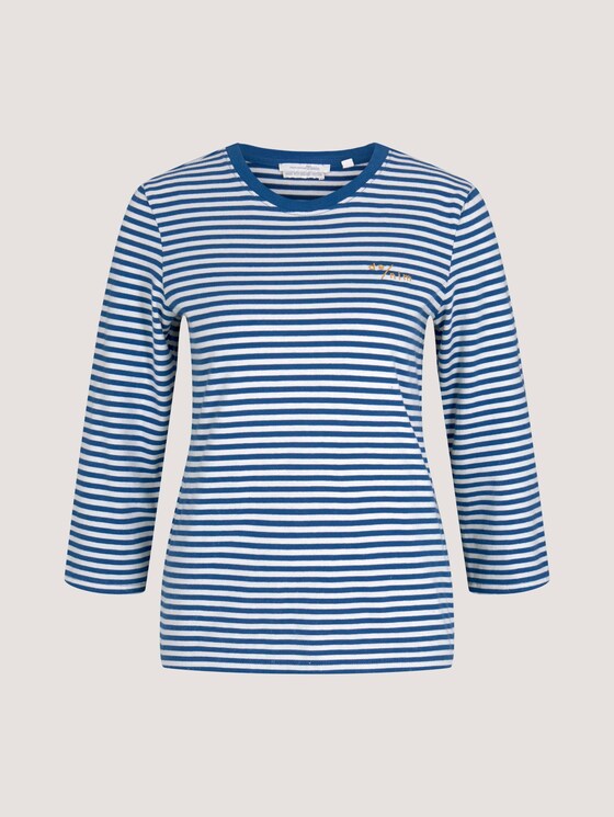 Gestreiftes Langarmshirt mit Bio-Baumwolle - Frauen - indigo blue creme stripe Gestreiftes Langarmshirt mit Bio-Baumwolle - Frauen - indigo blue creme stripe - 7 - TOM TAILOR Denim