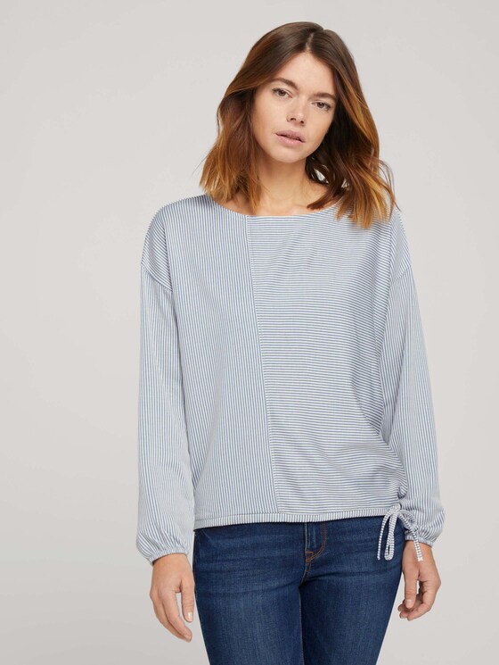 gestreiftes Langarmshirt - Frauen - mid blue white stripe gestreiftes Langarmshirt - Frauen - mid blue white stripe - 1 - TOM TAILOR Denim