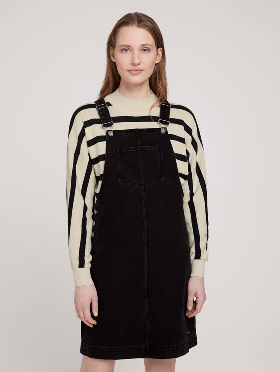 mini Latzkleid aus Jeans - Frauen - destroyed mid stone black deni mini Latzkleid aus Jeans - Frauen - destroyed mid stone black deni - 1 - TOM TAILOR Denim