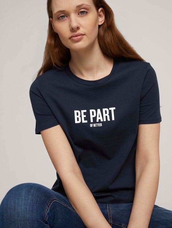 T-Shirt mit Bio-Baumwolle   - Frauen - Sky Captain Blue - 5 - TOM TAILOR Denim