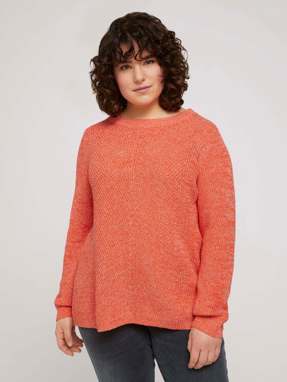 Melierter Strickpullover mit Bio-Baumwolle - Frauen - sundowner red Melierter Strickpullover mit Bio-Baumwolle - Frauen - sundowner red - 1 - My True Me