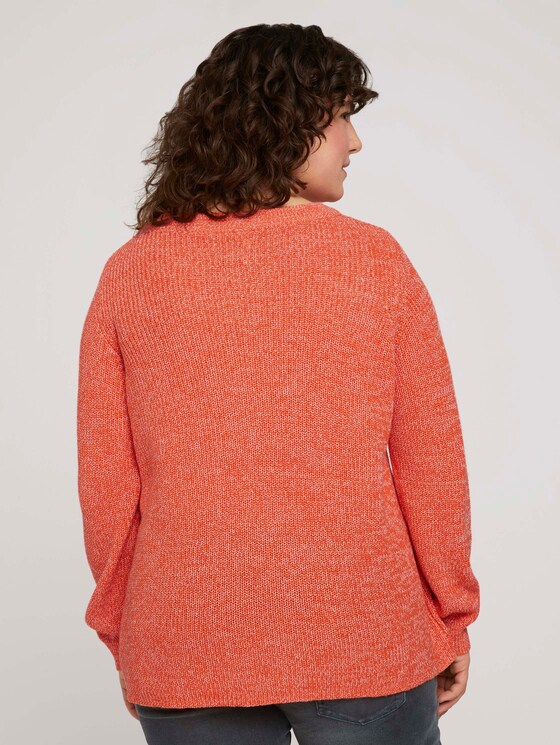 Melierter Strickpullover mit Bio-Baumwolle - Frauen - sundowner red Melierter Strickpullover mit Bio-Baumwolle - Frauen - sundowner red - 2 - My True Me