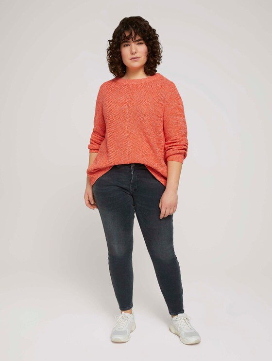 Melierter Strickpullover mit Bio-Baumwolle - Frauen - sundowner red Melierter Strickpullover mit Bio-Baumwolle - Frauen - sundowner red - 3 - My True Me