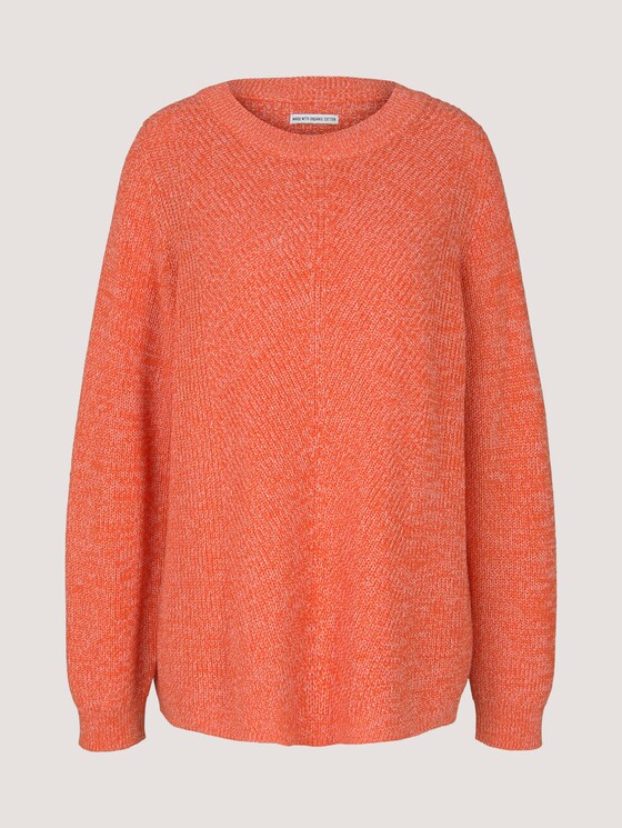 Melierter Strickpullover mit Bio-Baumwolle - Frauen - sundowner red Melierter Strickpullover mit Bio-Baumwolle - Frauen - sundowner red - 7 - My True Me